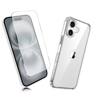 2Zbg1 FOR iPhone 16 p̃KXtB + 1 FOR iPhone 16 p̕یJo[ی iPhone 16 TPU \tg VRP[X KX / dx9H / /یtB PCduoduo