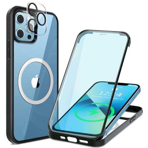 HAUTRKBG iPhone 13 Pro Max �p �P�[�X �N���A ���ʋ����K���X 360°�S�ʕی� [MagSafe�Ή�] [�J�����t�C������] [�s�q�^�b�`] �}�O�Z�[�t ���C�����X�[�d�Ή� �ČRMIL�K�i�擾 �ϏՌ� �A�C�t�H�� 13 Pro Ma