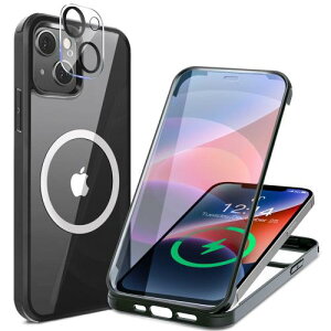 ���ʋ����K���X�E���ٓI�ȑϏՌ���HAUTRKBG iPhone 15 Plus �p �P�[�X �N���A �S�ʕی� [MagSafe�Ή�] [�J�����t�C������]�M�����Ȃ� �\�t�gTPU�o���p�[ �}�O�Z�[�t ���C�����X�[�d�Ή� �ČRMIL�K