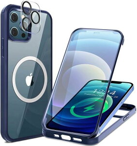 HAUTRKBG iPhone 13 Pro �p �P�[�X �N���A ���ʋ����K���X 360°�S�ʕی� [MagSafe�Ή�] [�J�����t�C������] [�s�q�^�b�`] �}�O�Z�[�t ���C�����X�[�d�Ή� �ČRMIL�E