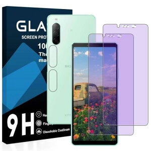 2枚ブルーライトカット+2枚レンズフィルム Xperia 10 II ガラスフィルム 国産旭硝子AGC素材 エクスペリア10 II SO-41A / SOV43 保護フィルム 目の疲れ軽減 目に優し・