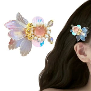 EZ PEACH 前髪 金魚 ヘアピン ヘアクリップ 髪留め 髪飾り グラデーション色 女性 ガールズ 和装 浴衣 和風 着物 ヘアアクセサリー プレゼント (金魚/パール)