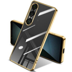 Xperia 1 VII ケース クリア 薄型 透明 TPU 耐衝撃 ソフト 黄変防止 ストラップホール付き xperia 1 vii カバー SO-51F対応 Xperia 1 7 ケース(ゴールデン)