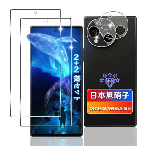 wnunbg 2+2枚セット 対応 AQUOS R10 ガラスフィルム 2枚+ レンズフィルム 2枚 日本旭硝子素材採用 用 アクオス R10 フィルム 耐衝撃 用 R10 保護フィルム 強化ガラス 液晶 硬度9H 飛散防止 ケース カバ