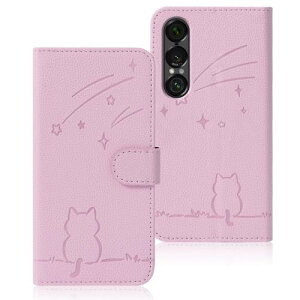 Rosbtib Xperia 1 VII ケース 手帳型 流れ星子猫 エクスペリア1 vii ケース 手帳型 可愛い 猫柄 ねこ 耐衝撃 SIMフリー docomo au対応 Xperia1 7 SO-51F SOG15 手帳型ケース オシャレ 軽量 耐久性 エクスペリア1V
