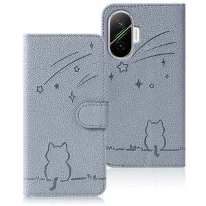 Rosbtib Xiaomi POCO F7 ケース 手帳型 流れ星子猫 シャオミ ポコF7 ケース 可愛い 猫柄 ねこ poco f7 ケースカバー 耐衝撃 オシャレ 軽量 耐久性 SIMフリー対応 pocof7スマホケース スタンド機能 カード