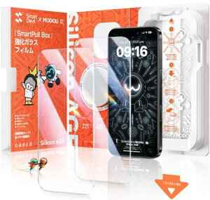 超クリア・超簡単 SmartDevil × MODOLI iPhone16 Pro 用 ガラスフィルム 一体式ガイド枠付き 貼り付け簡単 HDクリア 位置ずれない 気泡ゼロ 9H硬度 指紋軽減 2.5Dラウンドエッジ加工 光沢タイプ ツルツ