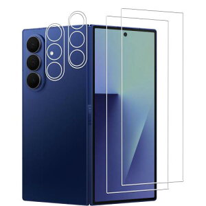 2+2枚セット 2枚 対応 Galaxy Z Fold7 2025専用の ガラスフィルム + 2枚 For Galaxy Z Fold7 カメラ保護フィルム 強化ガラス 超薄型 液晶保護フィルム FOR Galaxy Z Fold7専用の 日本旭硝子素材AGC 高透過率 硬度