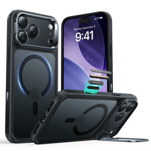 ESR iPhone 2025 Pro Max �P�[�X �X�^���h�t�� ���ϖh�~ �ϏՌ� �R�p�K�i�ی� �w��h�~ ���ϋv�� �}�O�l�b�g�X�}�z�P�[�X Classic(�t���X�g�u���b�N)