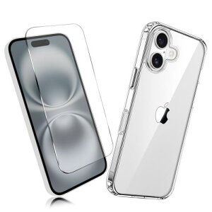 2Zbg1 FOR iPhone 16 Plus p̃KXtB + 1 FOR iPhone 16 Plus p̕یJo[ی ACtH 16 Plus TPU \tg VRP[X KX / dx9H / /یtB PCduoduo
