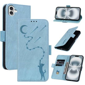 For iphone 17 ケース 手帳型 あいふおん17ケース 財布型 iphone17携帯カバー スタンド機能 アイフォン17 携帯ケース カード収納 いphone17 カバー 耐衝撃 あいほん17 カードケース レンズ保護 お洒落 PUレザー TPU スピーカーホール 軽量 かわいい おしゃれ 猫 星アイスブル
