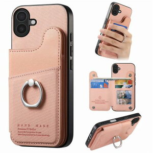 For iPhone 16 Plus �P�[�X �蒠�^ �A�C�t�H��16�v���X �J�o�[ �w�ʃJ�[�h���[�X�^���h�@�\�t�� 360�x��]�����O ���z�^ �ϏՌ� TPU�S�ʕی� RFID�u���b�L���O/PU���U�[�s���N