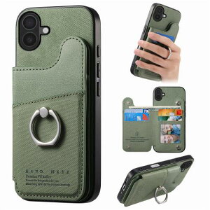 For iPhone 16 Plus �P�[�X �蒠�^ �A�C�t�H��16�v���X �J�o�[ �w�ʃJ�[�h���[�X�^���h�@�\�t�� 360�x��]�����O ���z�^ �ϏՌ� TPU�S�ʕی� RFID�u���b�L���O/PU���U�[�O���[��
