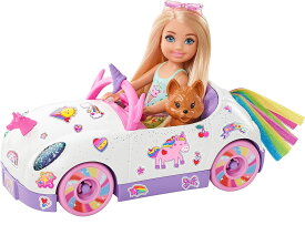 バービー(Barbie) チェルシー　ゆめのユニコーンのくるま着せ替え人形ドール、乗り物、アクセサリープレイセット 3才~プレゼントGXT41