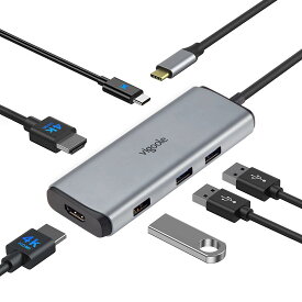 Vigoole USB C ハブ デュアルモニター 6 IN 1 Type C ハブ マルチポートアダプター デュアル4K HDMI、3つのUSBポート、PD充電 ユニバーサルUSB-C ハブ対応 Dell/HP/Lenovo/Surface用適格請求書