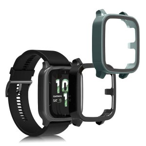 kwmobile 2x �P�[�X �Ή�: Garmin Venu Sq 2 Music/Sq 2 �J�o�[ - �t���{�f�B �K���X �ϏՌ� �����^ ���F/�ΐF