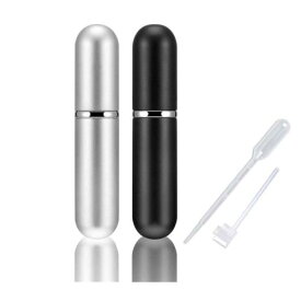 YINKE アトマイザー 詰め替え ポータブル クイック 香水噴霧器 5ml 2色セット 香水スプレーボトル 小分けボトル 香水ボトル 携帯用 詰め替え容器 香水用 メンズ 女性用 スポイト付き/詰め替えノズル付き