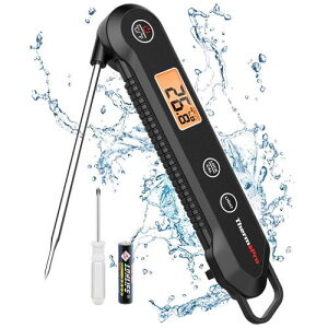 ThermoPro TP03H デジタルインスタント読み取り肉温度計 グリル用 防水 キッチン 食品温度計 キャリブレーションバックライト付き スモーカーオイルフライキャンディ温度計 ブラック