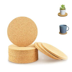 aninako コースター コルク 12個入り 木製 丸型/四角形 直径100 mm 厚さ5 mm 密度が高く カビを防ぐ 耐熱性 滑り止め 吸水 再利用可能 お茶/コーヒーコースター 工芸品ブランクコースター (円形)