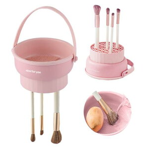 aninako メイクブラシクリーナー メイクブラシ洗浄・乾燥・収納 3in1 メイクブラシセット メイクブラシ おしゃれ 無臭 パフクリーナー スポンジクリーナー 折りたたみ 置き台 シリコン (ピンク