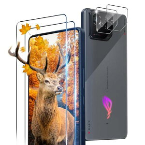 2+2枚セット 指紋認証対応 用 ROG Phone 8 / Phone 8 Pro ガラスフィルム 2枚 ROG Phone 8 / Phone 8 Pro フィルム + 2枚 カメラ保護フィルムセッ 日本旭硝子製 9H強度 対応 ROG Phone 8 / Phone 8 Pro 強化ガラス 全面