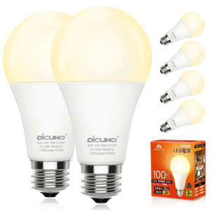 DiCUNO LED�d�� E26���� �d���F 100W�`���� 15W 1500lm 2700K �����F�� Ra90 �L�z�� A65 ���P�x �������Ή� �ȃG�l PSE�F�؍ς� 6��