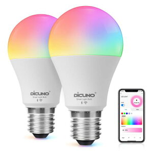 Works with AlexaFDiCUNO X}[gd E26 LEDd 60W 9W 800lm F Alexa Google Ή dFEF }`J[ 1600F RGBCW Lz Wi-Fi Bluetoothڑ nusv PSEF؍ς 2