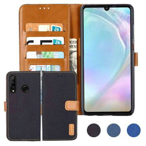 AnrekHUAWEI P30 lite MAR-LX2J/Premium HWV33/HWU36/nova 4e �Ή� �f�j���ޗ� �蒠�P�[�X (�u���b�N) p30���C�g �m�x4e �P�[�X �J�o�[ �蒠�^ �J�[�h���[ �X�}�z�P�[�X ���z�^ �ی�P�[�XP30lite BLACK