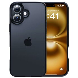 米軍MIL規格・指紋防止CASEKOO iPhone 16 用 ケース 耐衝撃 滑り止め 指紋防止 米軍MIL規格 マット仕上げ ストラップホール付き 黄変防止 耐久性 カバー ワイヤレス充電対応 アイフォン 16 用 6.1 インチ ケース(マットブラック)