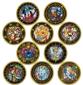テンヨー(Tenyo) 圧倒的な 金バッジ ディズニーキャラクター マルチ1セット 10個入BOX販売 24金メッキ仕上げ 缶バッジ 直径約5.6cm