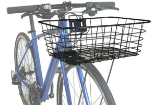 キャプテンスタッグ(CAPTAIN STAG) 前カゴ フロントバスケット ワイヤーバスケット 前用 角型 浅型 ブラック Y-5256