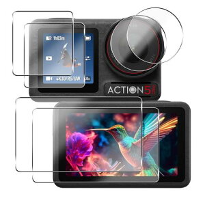 2+2+2枚セット 用 DJI Osmo Action 5 Pro 保護フィルム ガラスフィルム 4枚 DJI Action 5 Pro フィルム + 2枚 カメラ保護フィルム 日本旭硝子素材 9H強度 対応 Osmo Action 5 Pro 液晶保護フィルム 強化ガラス 高