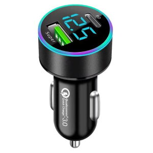 AMAPC 車載充電器 車の電圧測定 USB 急速充電 USB C USB A ポート PD 36W+QC 電流自動識別 4.8A電流 LEDデジタルディスプレー搭載 カーチャージャー 12〜24V車対応 iPhone android IQOS 対応 ブラック