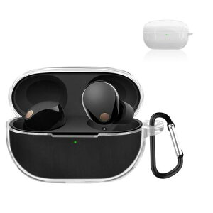 TOORQR For Sony WF-1000XM5 ケース カバー ソニー WF-1000 XM5 TPU素材 ケース 保護カバー 防水 防塵 落下防止 キズ防止 全面保護 軽量 カラビナ付き(クリア)