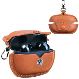 BUITFOU For Sony WF-1000XM5 用 ケース ソニー(sony)WF-1000XM5 レザーケース カバー ソニー WF-1000XM5 カバー PU革 本革落下防止 耐衝撃 LEDライト可視 カラビナ付き 紛失防止(ブラウン)