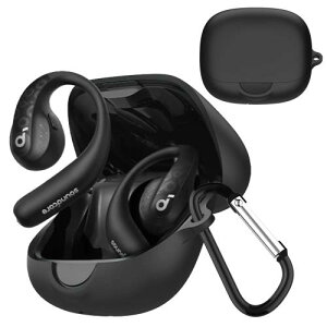 TOORQR For Anker Soundcore AeroFit Pro ケース カバー Soundcore AeroFit Proシリコン素材 ケース 保護カバー 防水 防塵 落下防止 キズ防止 全面保護 軽量 カラビナ付き(ブラック)