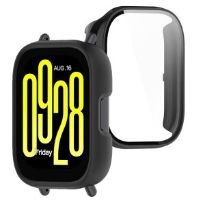 BUITFOU For Redmi Watch 5 Lite �J�o�[ xiaomi(�V���I�~)Redmi Watch 5 Lite �P�[�X �����^ PC+�K���X�f�� ��̌^ �S�ʕی� �����^ �����ȒP �ϏՌ� �����ߗ� �w��h�~ ���h�~�i�u���b�N�j