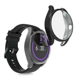 kwmobile 2x �P�[�X Huawei Watch Buds�Ή� �J�o�[ - �t���J�o�[ �V���R�� �ϏՌ� �S�̕ی� ���F/����