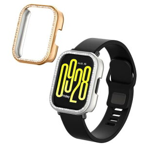 kwmobile 2x �t���[���J�o�[ Xiaomi Redmi Watch 5 Active�Ή� �P�[�X - �X�}�[�g�E�H�b�` �ی� �ϏՌ� - �V���o�[/�s���N�S�[���h