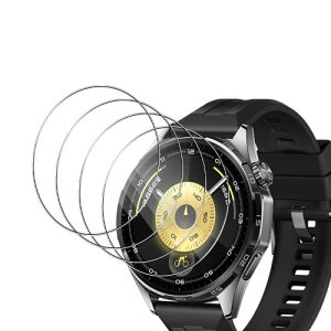 4������For HUAWEI WATCH GT 6 46mm �t�B���� Greerass HUAWEI WATCH GT 6 46mm �Ή� �K���X�t�B���� �����ߗ� ���^�b�`�� ���Ɏq�f�� ��U�h�~ �Ռ��z�� �������� �w��h�~ �����z�� �C�A���X �\��t���ȒP