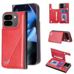 Anrek�V�^ Google Pixel 9 Pro Fold �p �w�� �J�[�h�P�[�X �蒠�^ �������[�h�t �w�ʃJ�o�[ (���b�h) �O�[�O�� �s�N�Z��9�v�� �X�}�z�P�[�X �T�C�h�}�O�l�b�g �J�[�h���[ ���u���@�\ PU���U�[ ���z�^ 