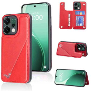 Anrek�V�^ OPPO Reno 14 5G �p �J�[�h�P�[�X �蒠�^ �w�ʃJ�o�[ (���b�h�j�I�b�| ���m14 5g �X�}�z�P�[�X �J�[�h���[ ���u���@�\ �g�уJ�o�[ �I�b�|reno14 RED
