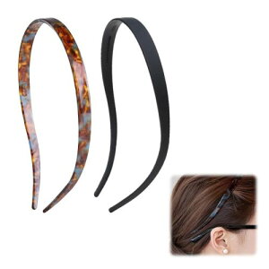 aninako カチューシャ 2個セット ロドリーミシェ ヘアバンド レディース 痛くなりにくい メガネに当たらない 滑り止め 軽量 痛くない カジュアル ファッショナブル 韓国風 (ブラウン + ブラッ