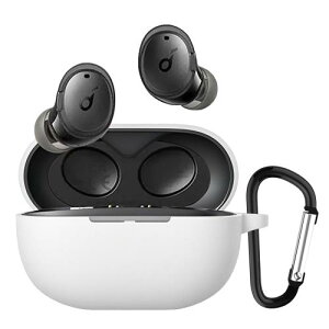 TOORQR For Anker Soundcore Life A3i ケース カバー Anker Soundcore Life A3iシリコン素材 ケース 保護カバー 防水 防塵 落下防止 キズ防止 全面保護 軽量 カラビナ付き(ホワイト)