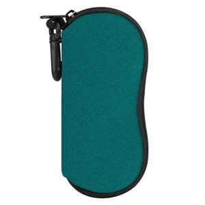 MoKo メガネケース メガネポーチ 柔らかいネオプレン製 ファスナー式 防滴可能 擦り傷防止 小物入れ フック付き 持ち運びには便利 Green