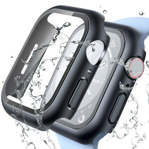 2セット 2023新登場 Lamicall Apple Watch 防水 保護 ケース : Apple Watch Series 9/8/7 9H強化ガラス 画面カバー 保護カバー iWatch 保護ケース アップルウォッチ9