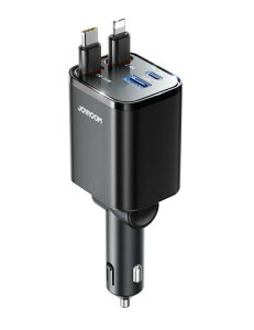 巻き取り式JOYROOM 巻き取り式充電ケーブル 車 シガーソケット 車載充電器 84W4台同時充電可能・超コンパクト設計 カーチャージャー 急速充電 Type-C 12V/24V対応 iPhone/Android/MacBook Air/iPad対応