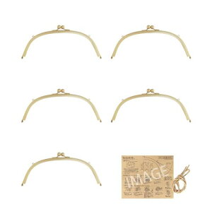 KIYOHARA 差し込み がま口 口金 丸型 両カン 5個入 幅24cm G ゴールド 紙ひも・かんたんレシピ付き B05-37S5