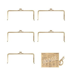 KIYOHARA 差し込み がま口 口金 角型 カン無し 5個入 幅21cm G ゴールド 紙ひも・かんたんレシピ付き B05-67S5