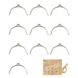 KIYOHARA 差し込み がま口 口金 丸型 片カン 10個入 幅12cm N ニッケル 紙ひも・かんたんレシピ付き B05-12S10